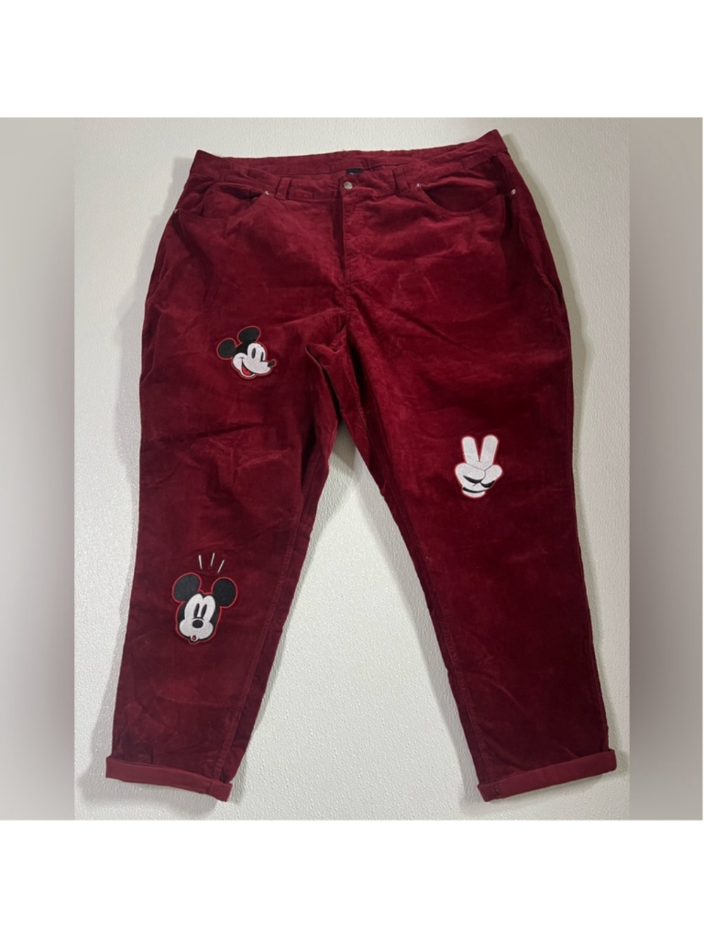 Disney Mickey Mouse Womens Embroidered Corduroy Pants Size 24 - Picture 3 of 10